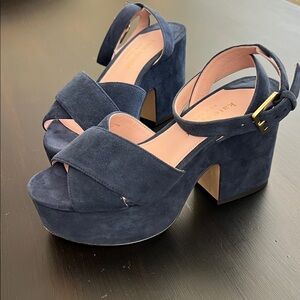 Kate Spade Navy Suede Platform Sandals